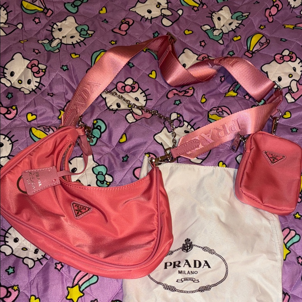 Pink cross body with mini pocket , multi use cute bag! With dust bag